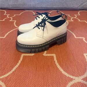 Doc Martens women’s platform oxford, soft white patent style Audrick. Worn twice